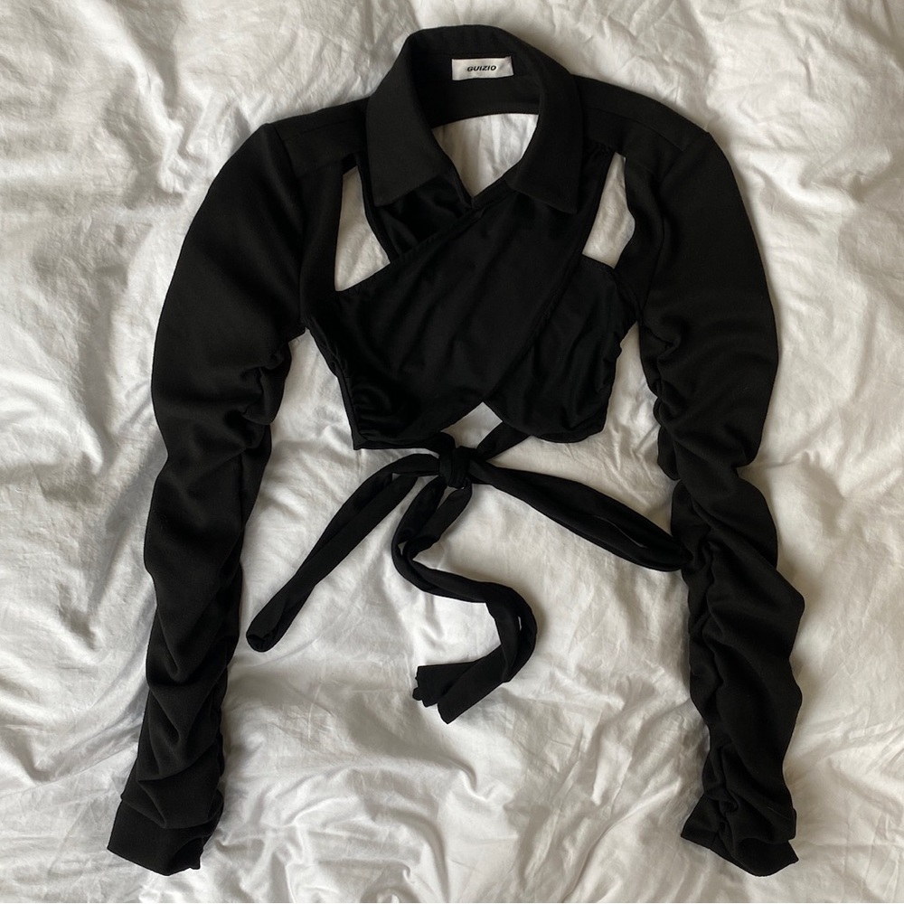 DANIELLE GUIZIO WRAP CUT-OUT BLAZER.